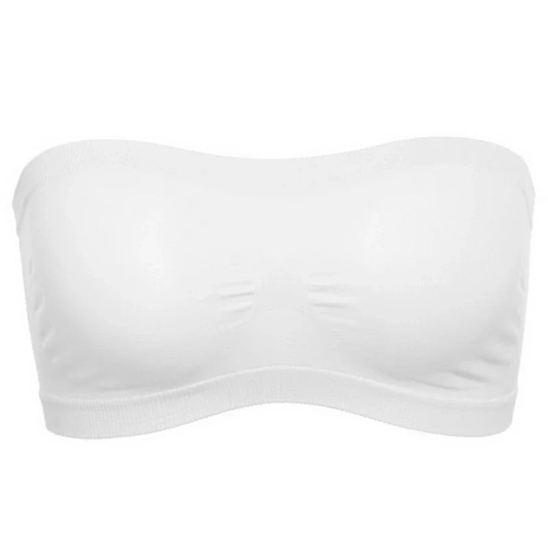 Lady's Sexy Strapless Crop Top Bra Bandeau Boob Tube Brassiere Summer Breathable Mesh Invisible Strapless without Chest Pad Wrap