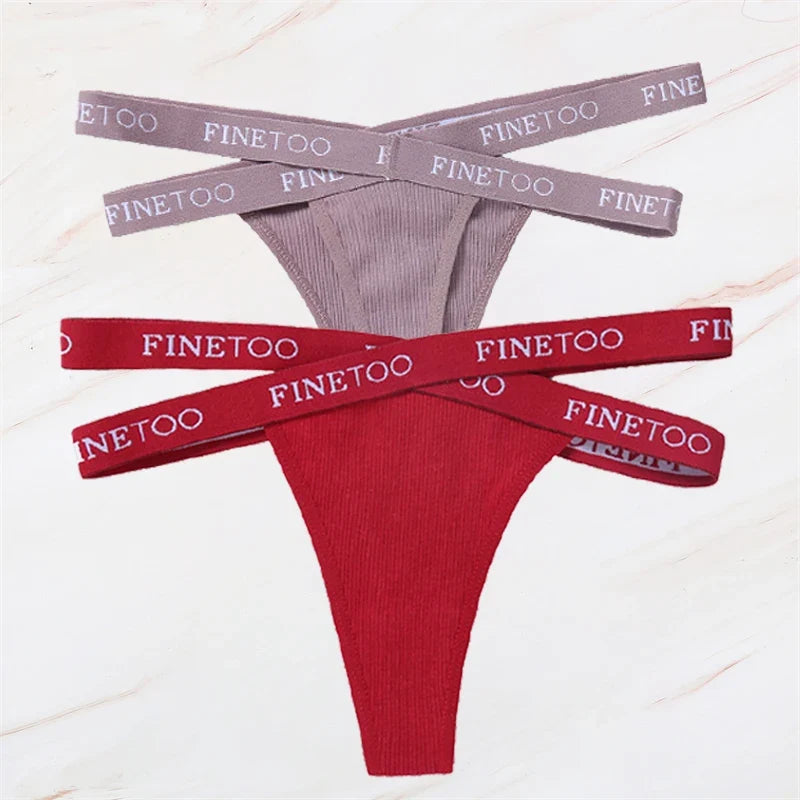 2Pcs/Set Women Thongs Panties Female Letter Belt Underwear Ladies Cotton Cross Strap Bikini M-XL G-String Girl Intimate Lingerie
