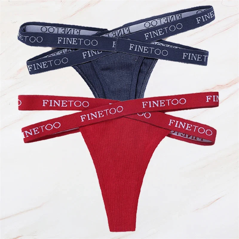 2Pcs/Set Women Thongs Panties Female Letter Belt Underwear Ladies Cotton Cross Strap Bikini M-XL G-String Girl Intimate Lingerie