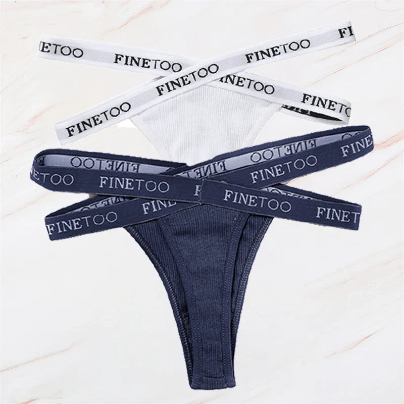 2Pcs/Set Women Thongs Panties Female Letter Belt Underwear Ladies Cotton Cross Strap Bikini M-XL G-String Girl Intimate Lingerie