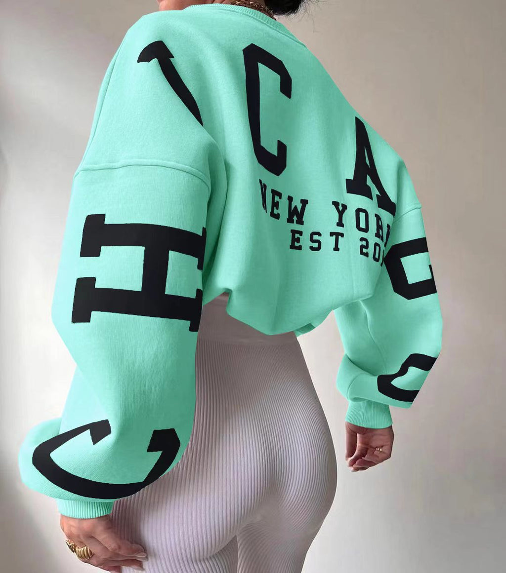 Reaper unit worldwide Casual Letters Print Sweatshirt Women Long Sleeve Loose Hoodies Y2k Streetwear