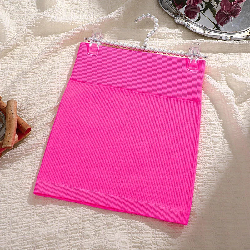 1Pcs Spring Summer New High Waist Elastic Business Women's Mini Skirt Black Slimming Knitted Half Body Skirt Professional Work