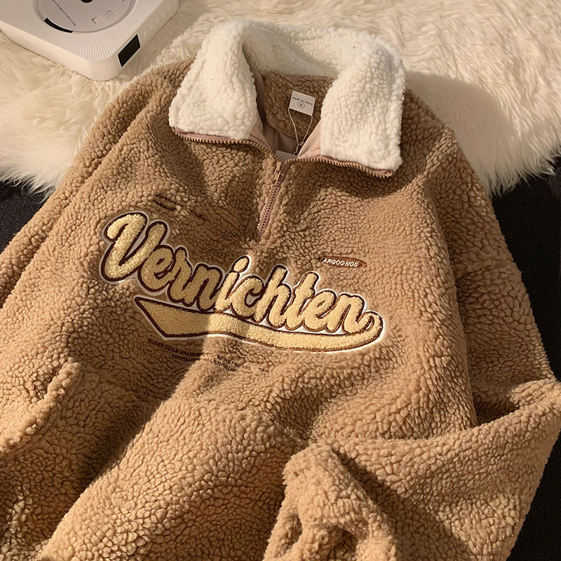 Reaper unit worldwide Vintage Punk Sweatshirts Casual V-neck Long Sleeve Letter Embroidery Hoodie
