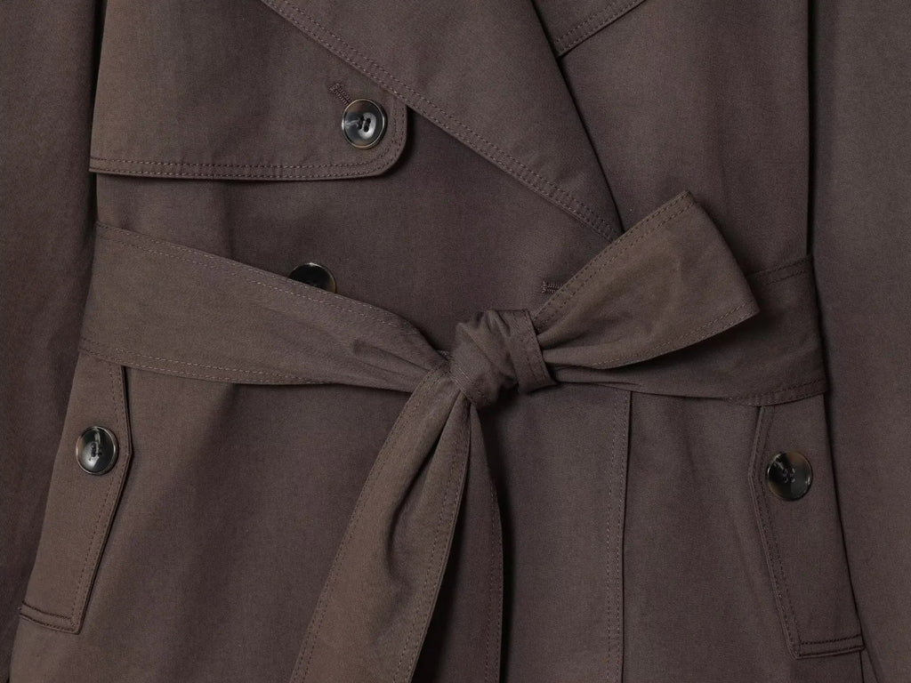 ETJ Autumn 2025 new collection  women's British style lapel double-breasted Maillard color belt casual trench coat
