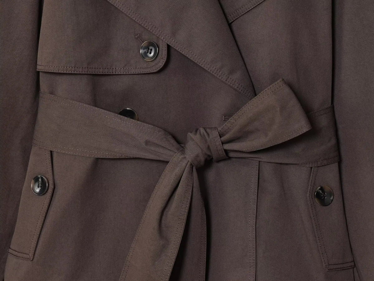 ETJ Autumn 2025 new collection  women's British style lapel double-breasted Maillard color belt casual trench coat