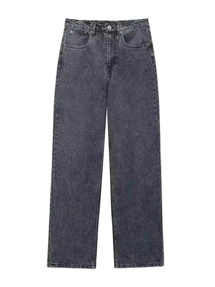 HH Jeans For Women Fashion Vintage Holes Decorated Denim Pant Patchwork High Waist Trousers Y2K 2024 High Street Lady Jeans
