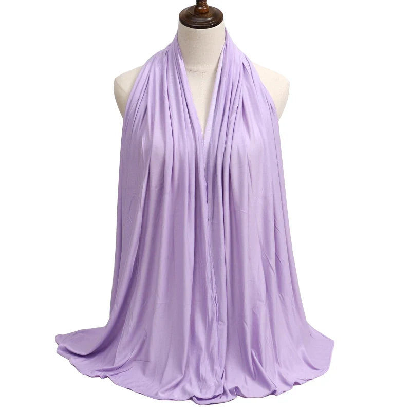 New Jersey Womens Muslim Ramadan Fashion Modal Cotton Jersey Hijab Womens High Quality Solid Color Soft Hijab Long African Scarf