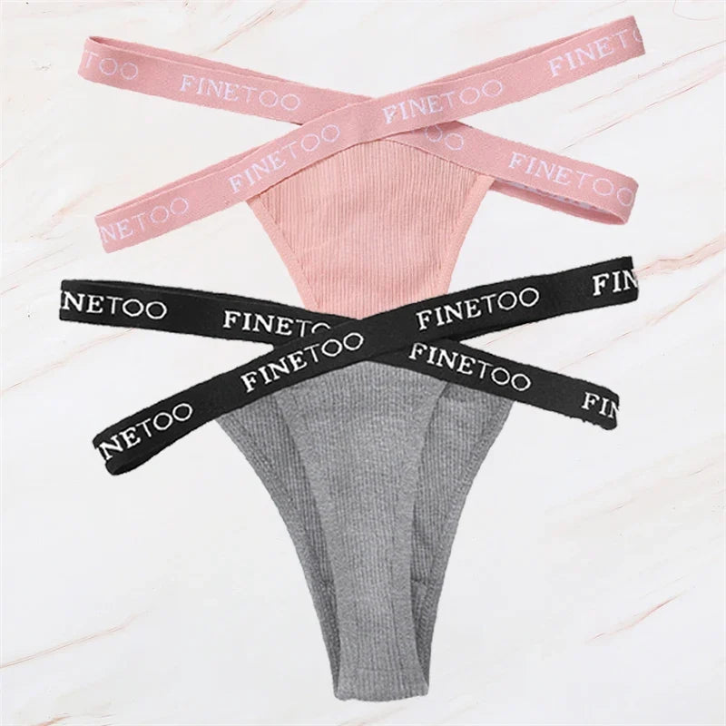 2Pcs/Set Women Thongs Panties Female Letter Belt Underwear Ladies Cotton Cross Strap Bikini M-XL G-String Girl Intimate Lingerie