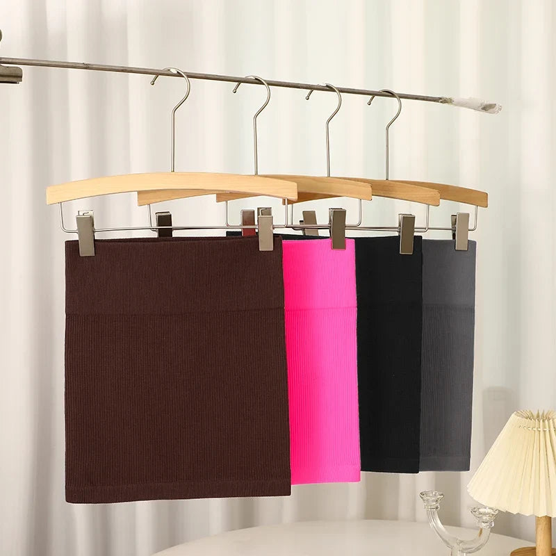 1Pcs Spring Summer New High Waist Elastic Business Women's Mini Skirt Black Slimming Knitted Half Body Skirt Professional Work