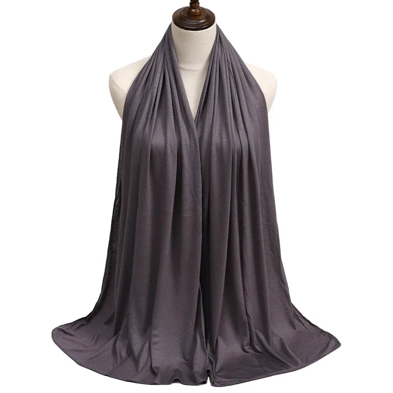 New Jersey Womens Muslim Ramadan Fashion Modal Cotton Jersey Hijab Womens High Quality Solid Color Soft Hijab Long African Scarf