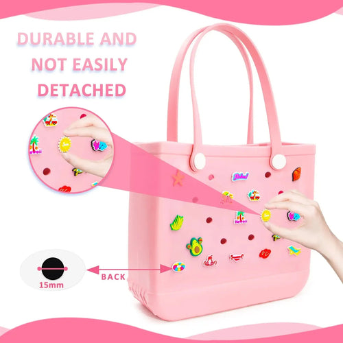 18pcs Lovely Bags Accessories Rubber Summer Decoration Women Beach Bag Tote Handbag Random Pairing Decorative Buckles Inser