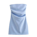 HXAO Dress Women Off Shoulder Corset Short Dresses Ruched Backless Blue Black White Dress Woman Sexy Bodycon Party Dresses