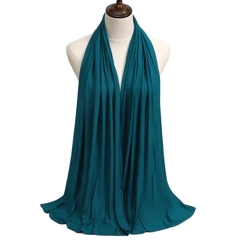 New Jersey Womens Muslim Ramadan Fashion Modal Cotton Jersey Hijab Womens High Quality Solid Color Soft Hijab Long African Scarf
