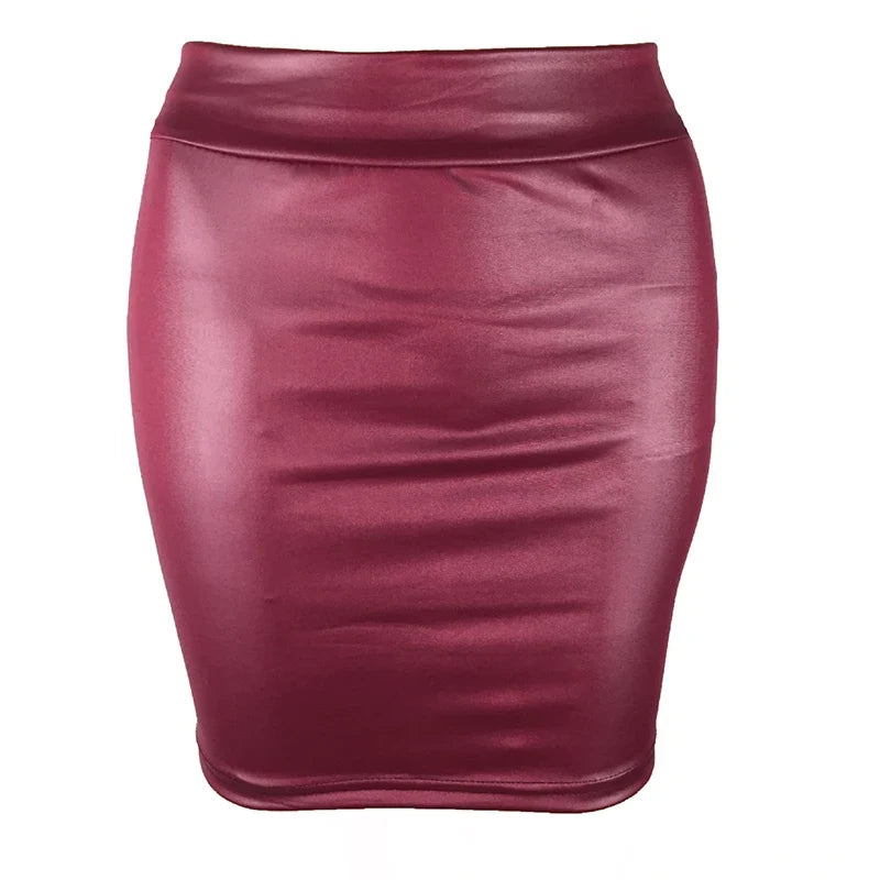 Matte Leather Slim Mini Skirt High Waist Sexy Fashion Imitation PU Leather Skirt Short Korean Nightclub Streetwear for Women