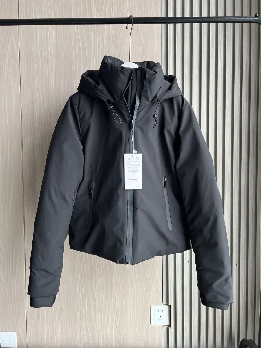 ETJ 2025 Autumn/Winter New  women's short imitation wind waterproof hooded thick warm cotton jacket Outdoor coat 4749703
