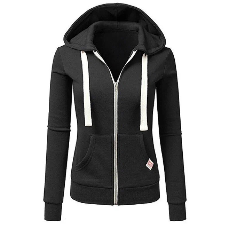 Autumn/Winter New Women'sPersonalized Fashion Sports Hoodie Long Sleeve Drawstring Pocket Zipper Coat Woolen Sweater Top CYXX386
