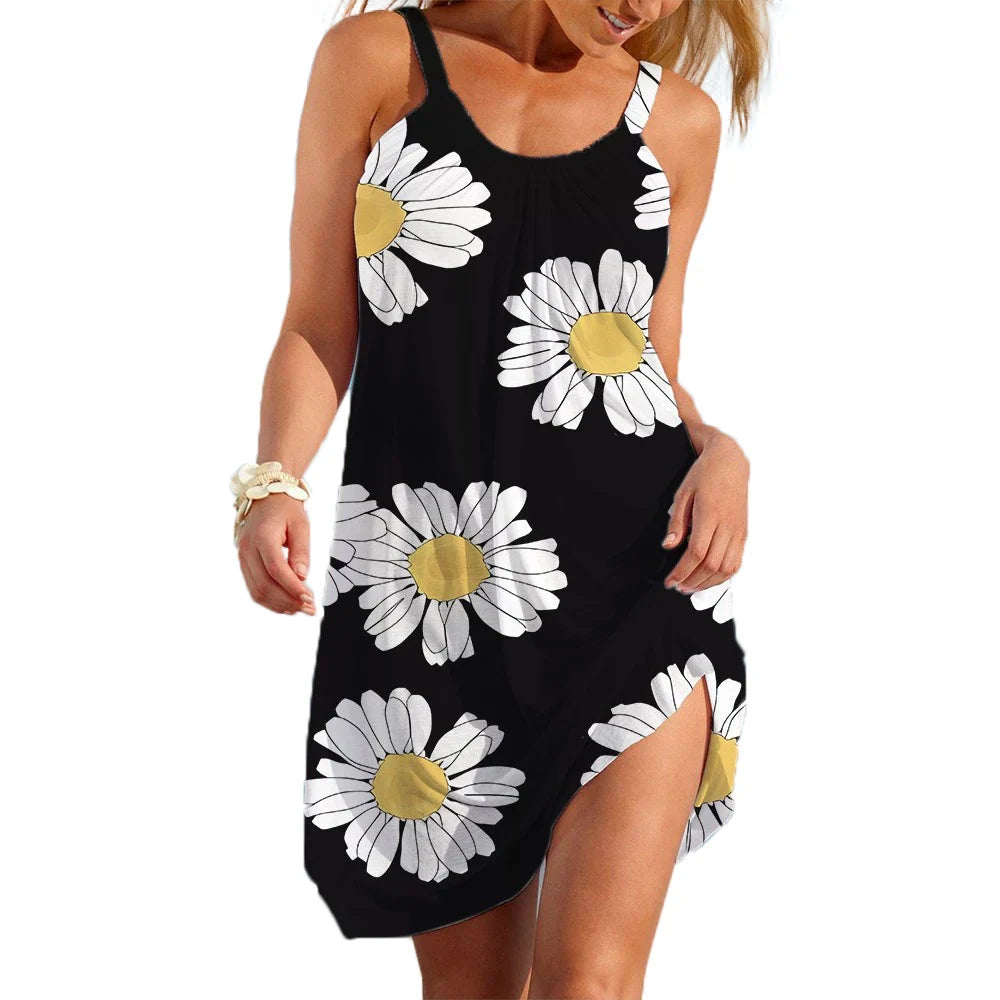 Ethnic Style Women's Slip Dress Bohemain Beach Skirt Summer Woman Casual Clothing Daily Wear Loose Dresses Lady Cool Holiday Top