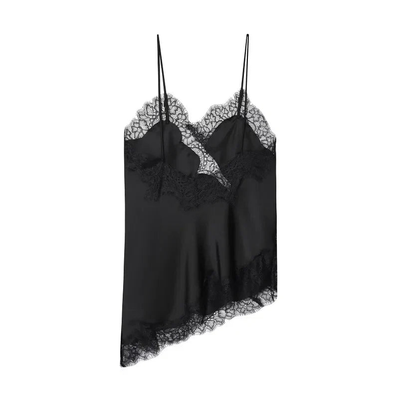 MUJER Black Lace Tops for Women Camisole Sexy Backless Tops Woman 2025 Summer Sleeveless Women's Tops Straps Beach Top Female