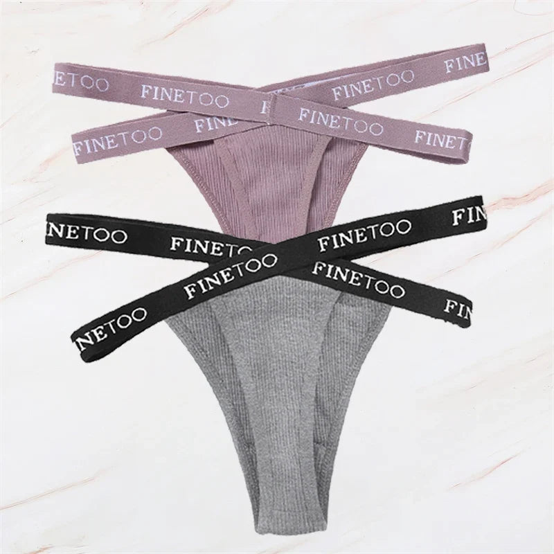 2Pcs/Set Women Thongs Panties Female Letter Belt Underwear Ladies Cotton Cross Strap Bikini M-XL G-String Girl Intimate Lingerie