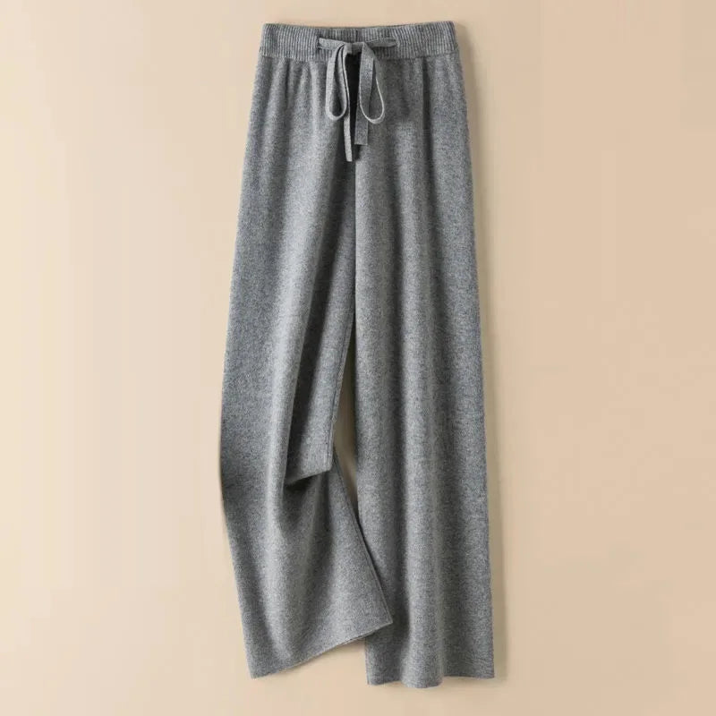 Thick Warm Knitted Casual Chic Basic Soft Elastic High Waist Women's Pants Korean Fashion Straight Ankle-Length Pants For Women
