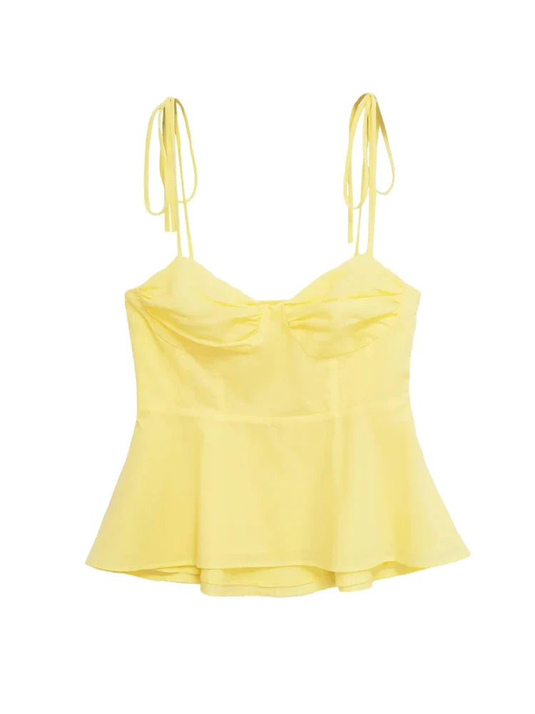 Asymmetric Bustier Tops for Women, Sweetheart Neck, Tied Thin Straps, Side Zipper, Female Camis, Sexy Fashion