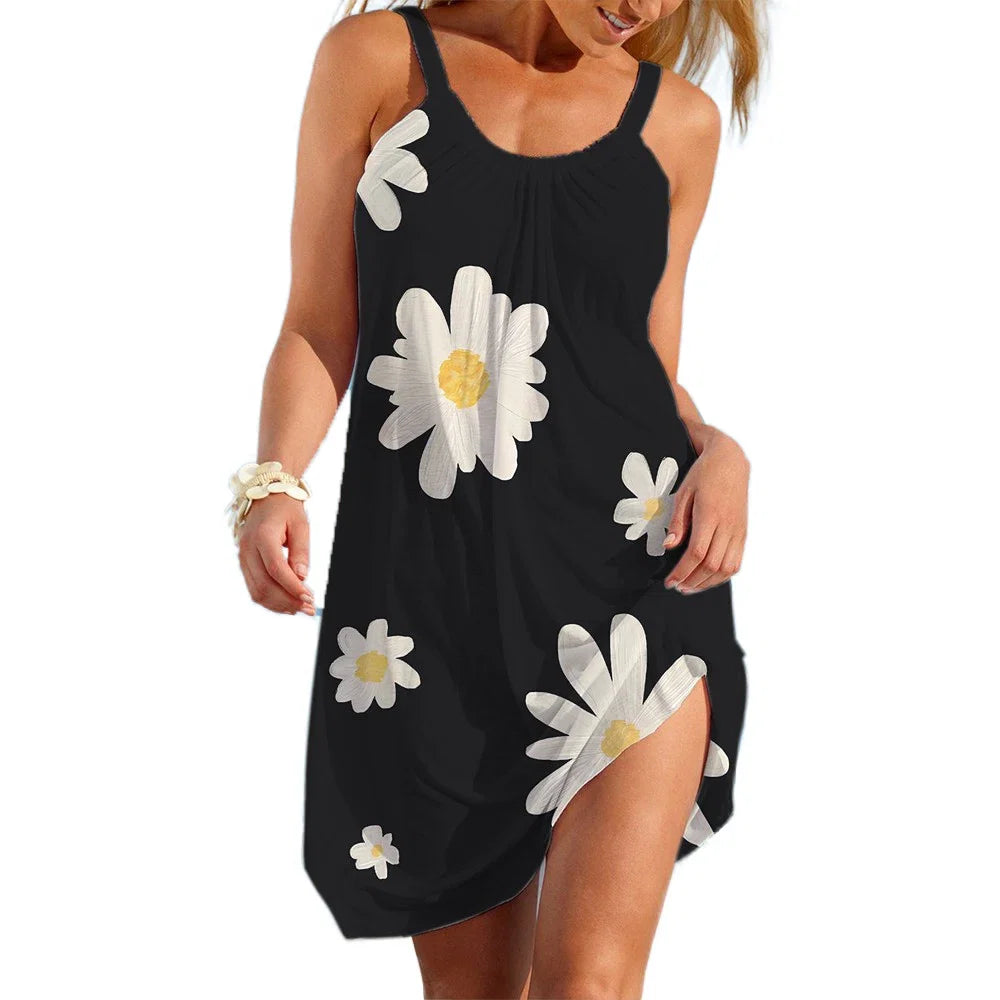 Ethnic Style Women's Slip Dress Bohemain Beach Skirt Summer Woman Casual Clothing Daily Wear Loose Dresses Lady Cool Holiday Top