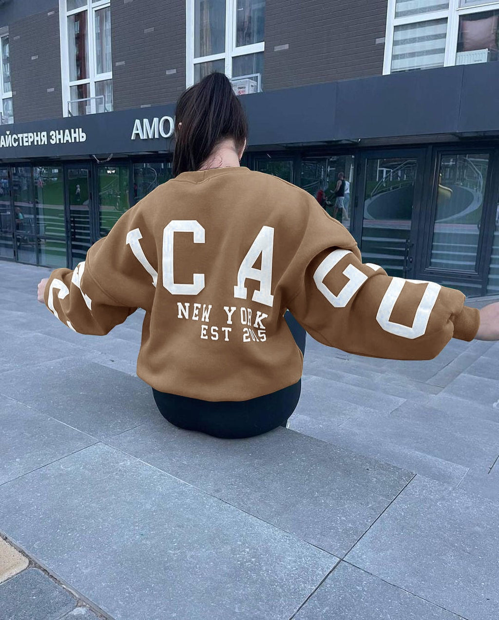 Reaper unit worldwide Casual Letters Print Sweatshirt Women Long Sleeve Loose Hoodies Y2k Streetwear