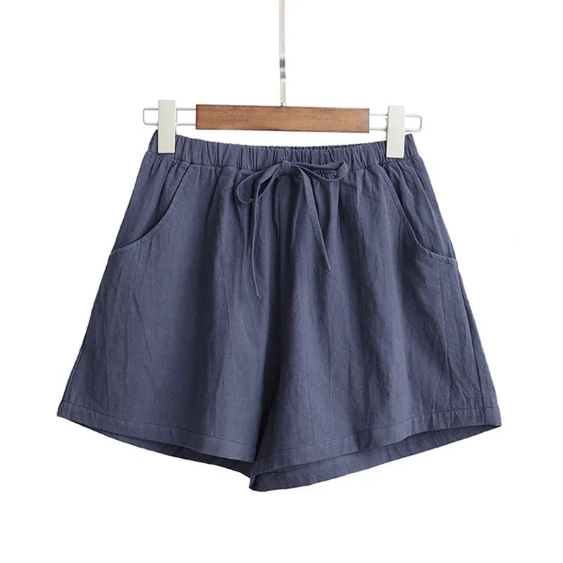 ITOOLIN Casual Linen Shorts Women Gym Workout Shorts Short Pants High Waisted Black Ladies Short Femme Women Shorts Sport Femme