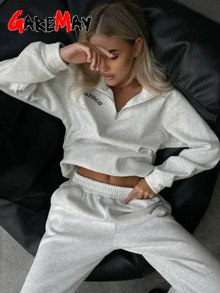 Spring Women's Tracksuit with Zipper Cotton Oversize Classic Pink  Two Piece Set Women Casual  Yellow Trouser Suits for Women