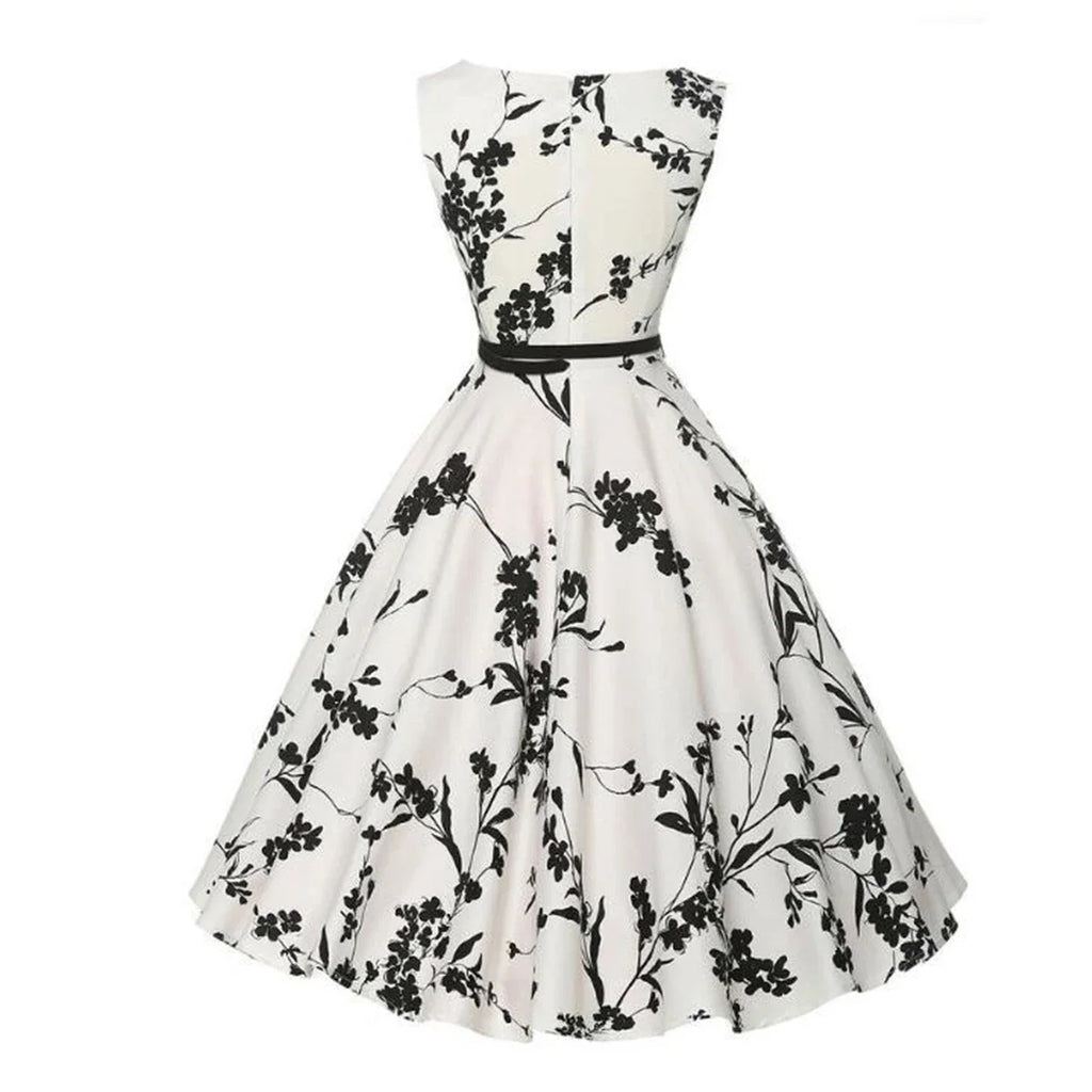 Summer Vestidos Dress Clothing Floral Robe Retro Swing Casual Vintage Rockabilly Dresses