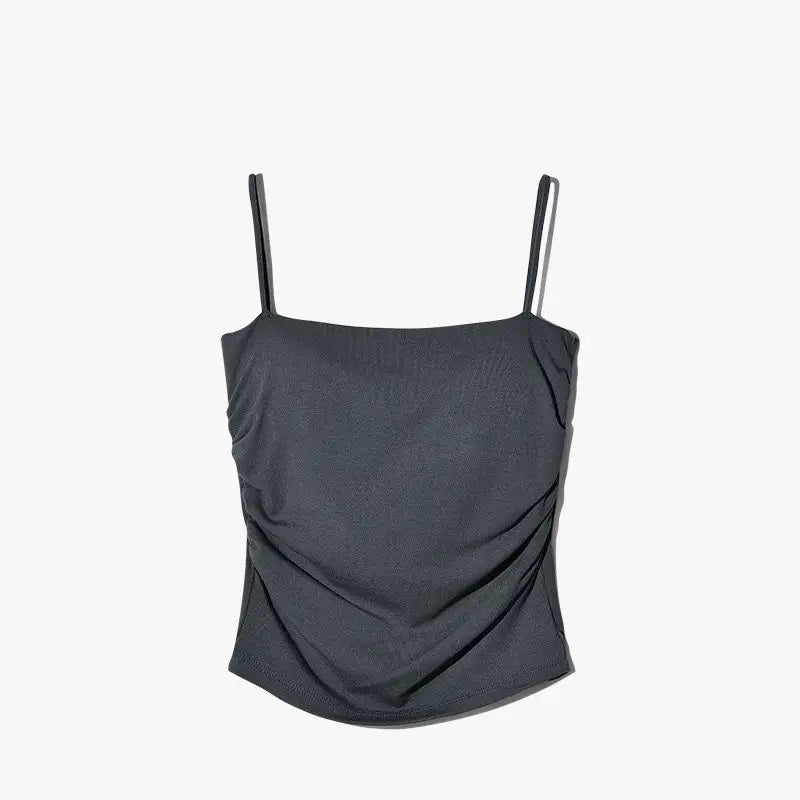 Summer Simple Women's Cotton Sling Camisole Crop Top Sleeveless Shirt Lady Bra Tank Tops Straps Skinny Girls Camisole Base Best