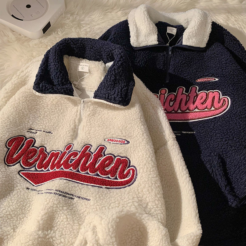 Reaper unit worldwide Vintage Punk Sweatshirts Casual V-neck Long Sleeve Letter Embroidery Hoodie