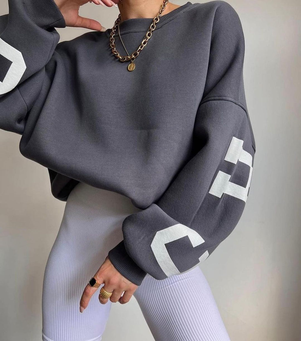 Reaper unit worldwide Casual Letters Print Sweatshirt Women Long Sleeve Loose Hoodies Y2k Streetwear