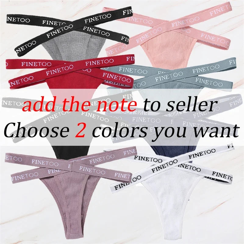 2Pcs/Set Women Thongs Panties Female Letter Belt Underwear Ladies Cotton Cross Strap Bikini M-XL G-String Girl Intimate Lingerie