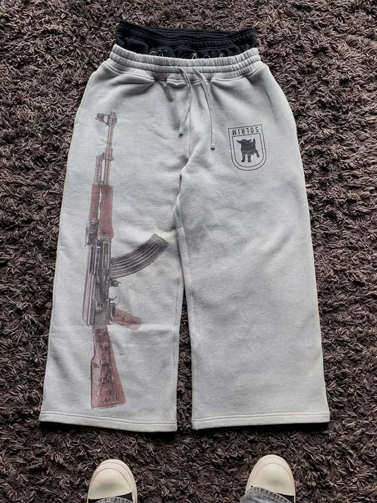 Reaper unit worldwide 2025 summer new  women Y2K double waist embroidered street couple personalized printed patterns trendy street pants