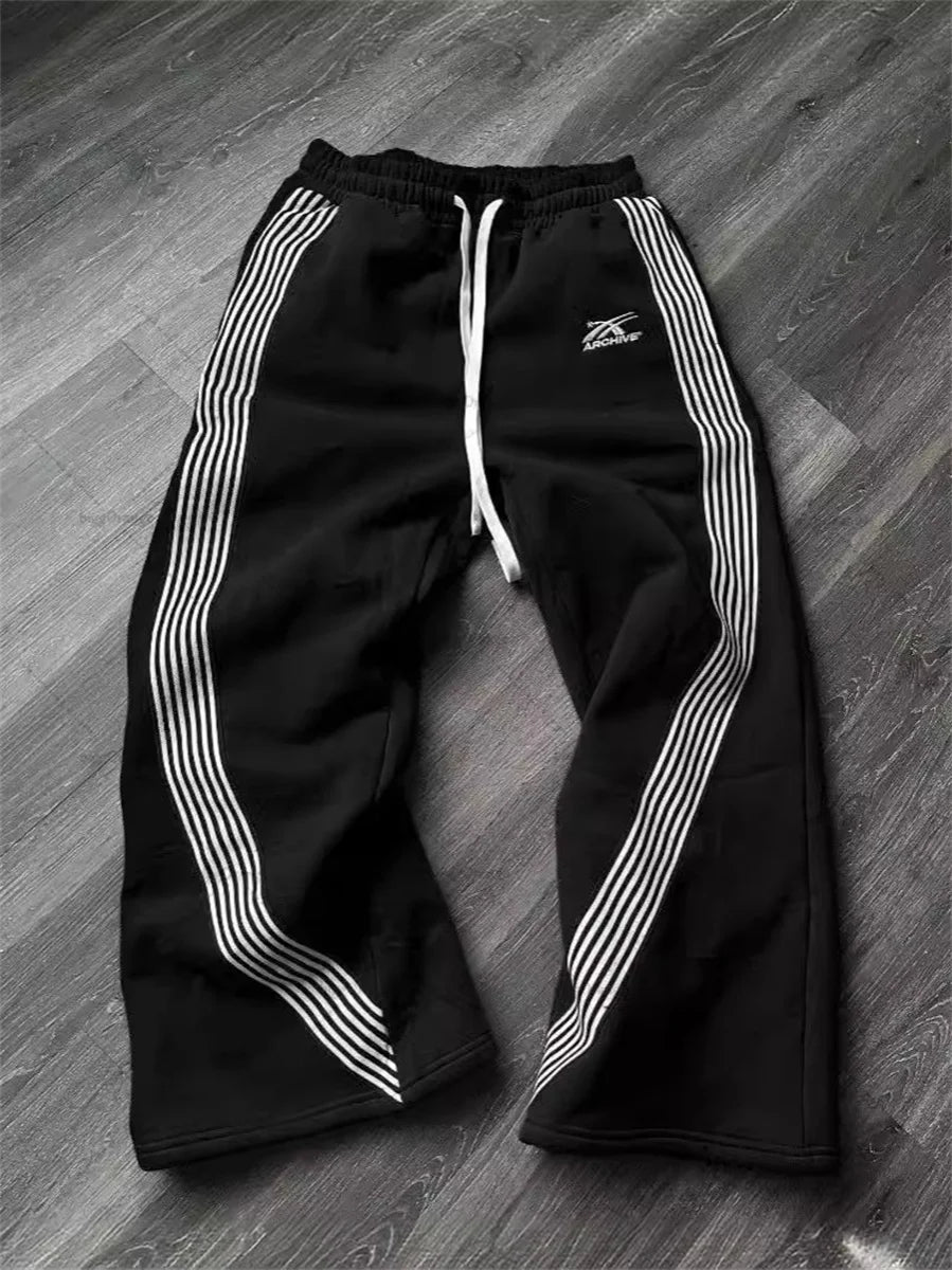 Reaper unit worldwide Y2k Gray Casual Pants Vintage Functional Tactical Men's Women's Premium Jogging Wide Leg Pants Drawstring Streetwear Sweatpants