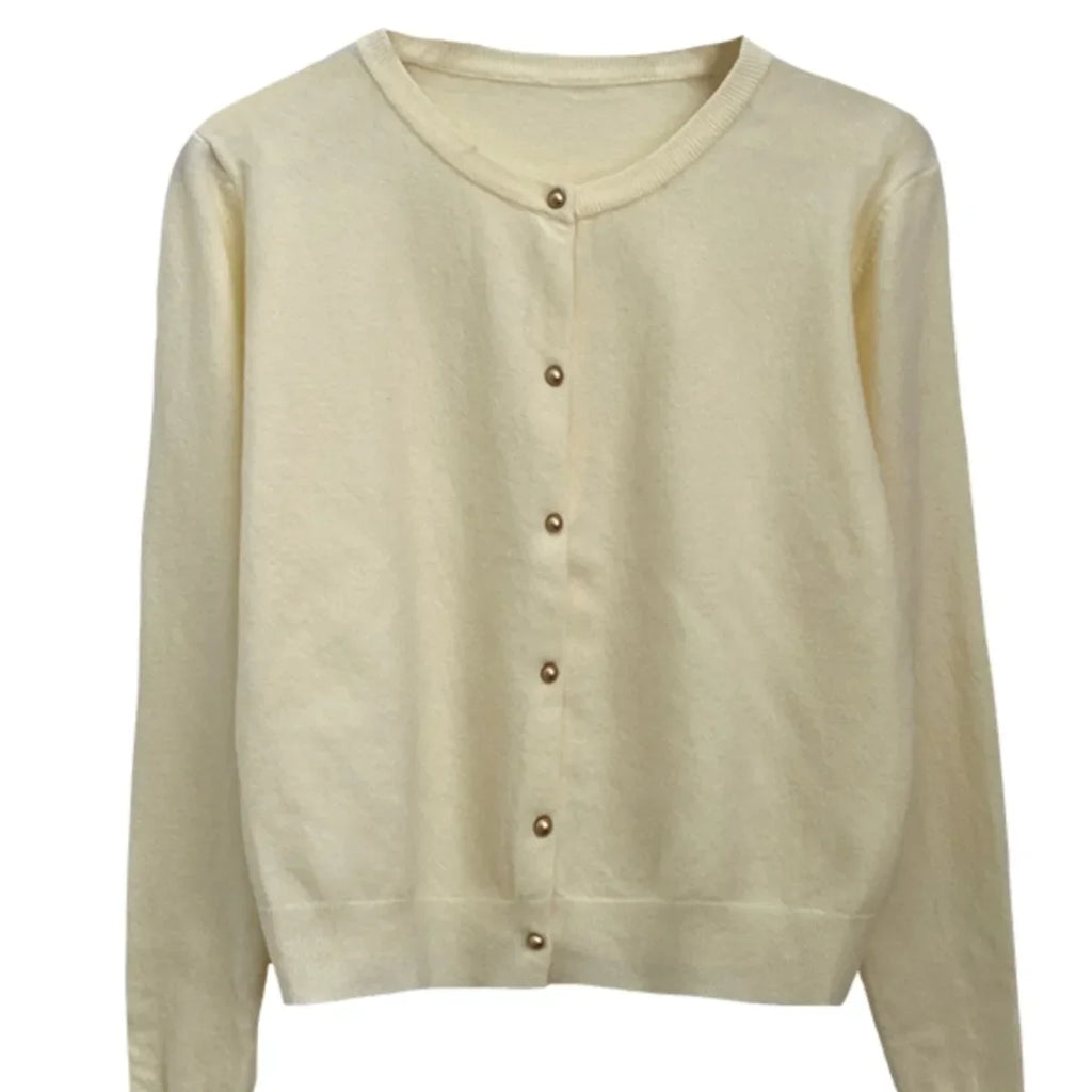 Solid Color Knitted for Women Cardigan Korean Single Breasted Long Sleeve Jumper Woman Round Neck All Match Cardigans Outwear