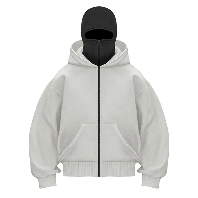Plain Design Hooded Zip Up Sweatshirt for Men Women Autumn Winter Ins Style Couple Matching