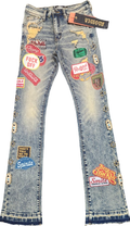 VICIOUS DENIM Jeans Patchwork Graphic Light Wash