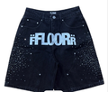 FLOOR-UNIFORM JEAN RHINESTONE SHORTS
