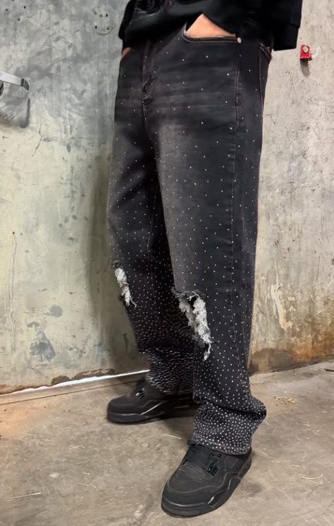 "Reaper unit worldwide Capri" Rhinestone Denim