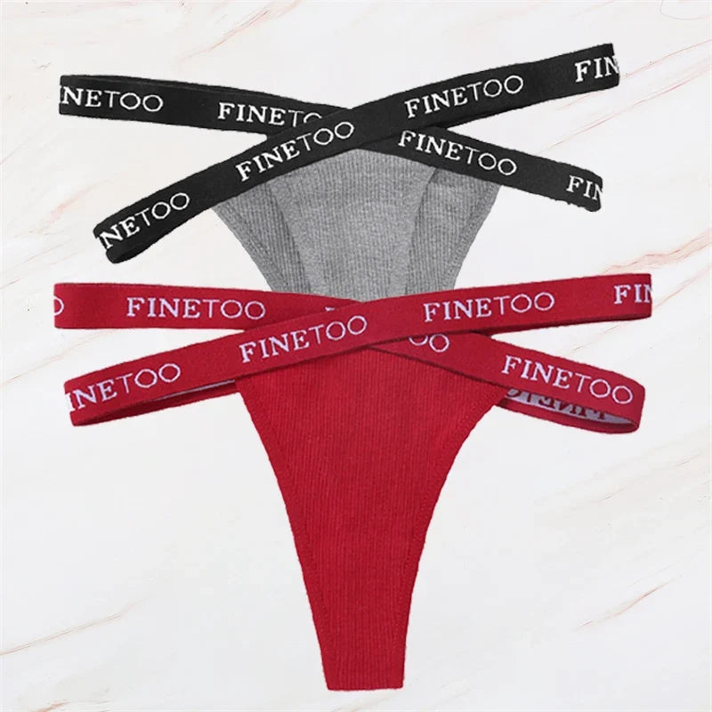 2Pcs/Set Women Thongs Panties Female Letter Belt Underwear Ladies Cotton Cross Strap Bikini M-XL G-String Girl Intimate Lingerie