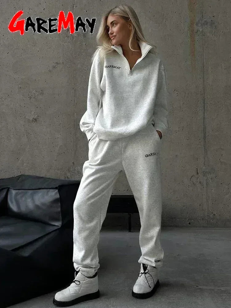Spring Women's Tracksuit with Zipper Cotton Oversize Classic Pink  Two Piece Set Women Casual  Yellow Trouser Suits for Women