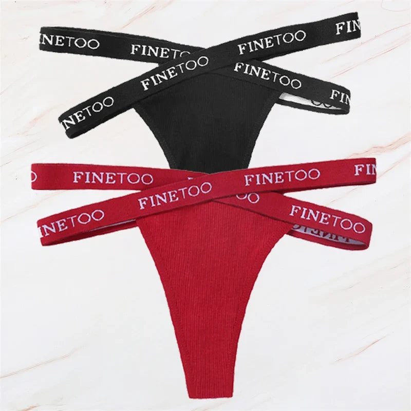 2Pcs/Set Women Thongs Panties Female Letter Belt Underwear Ladies Cotton Cross Strap Bikini M-XL G-String Girl Intimate Lingerie