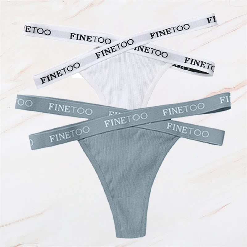 2Pcs/Set Women Thongs Panties Female Letter Belt Underwear Ladies Cotton Cross Strap Bikini M-XL G-String Girl Intimate Lingerie