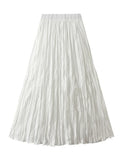 KarSaNy Long Pleated Skirts For Woman High Waist Large Hem White Skirt Summer Women's A Line Maxi Skirts For Women 2026 Long
