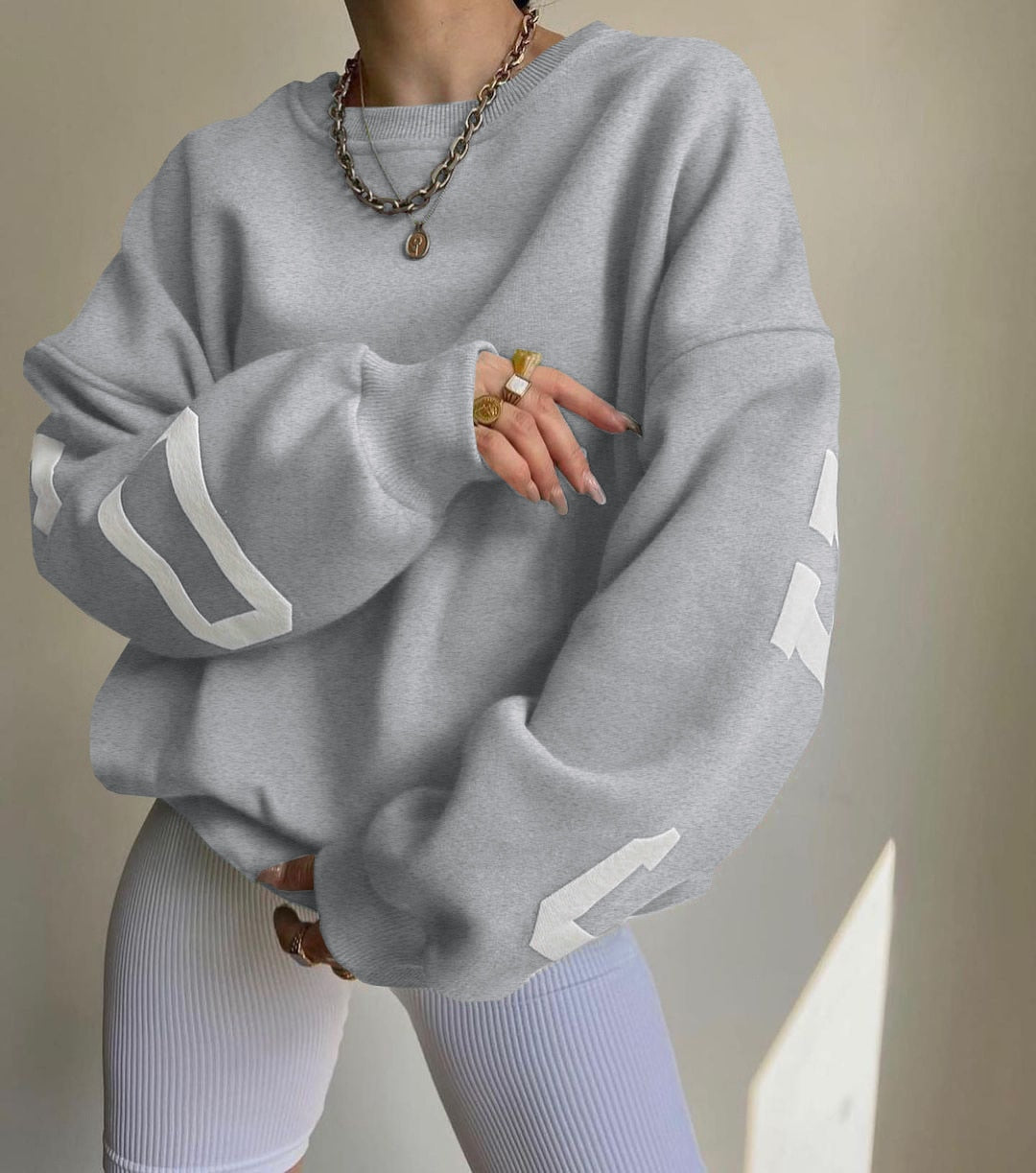 Reaper unit worldwide Casual Letters Print Sweatshirt Women Long Sleeve Loose Hoodies Y2k Streetwear
