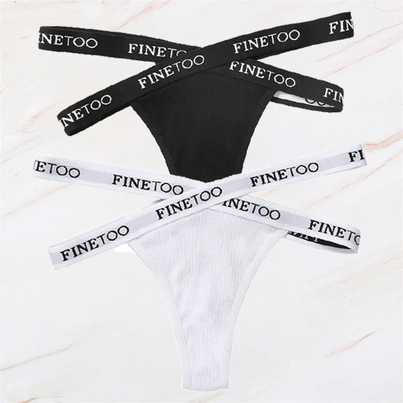 2Pcs/Set Women Thongs Panties Female Letter Belt Underwear Ladies Cotton Cross Strap Bikini M-XL G-String Girl Intimate Lingerie