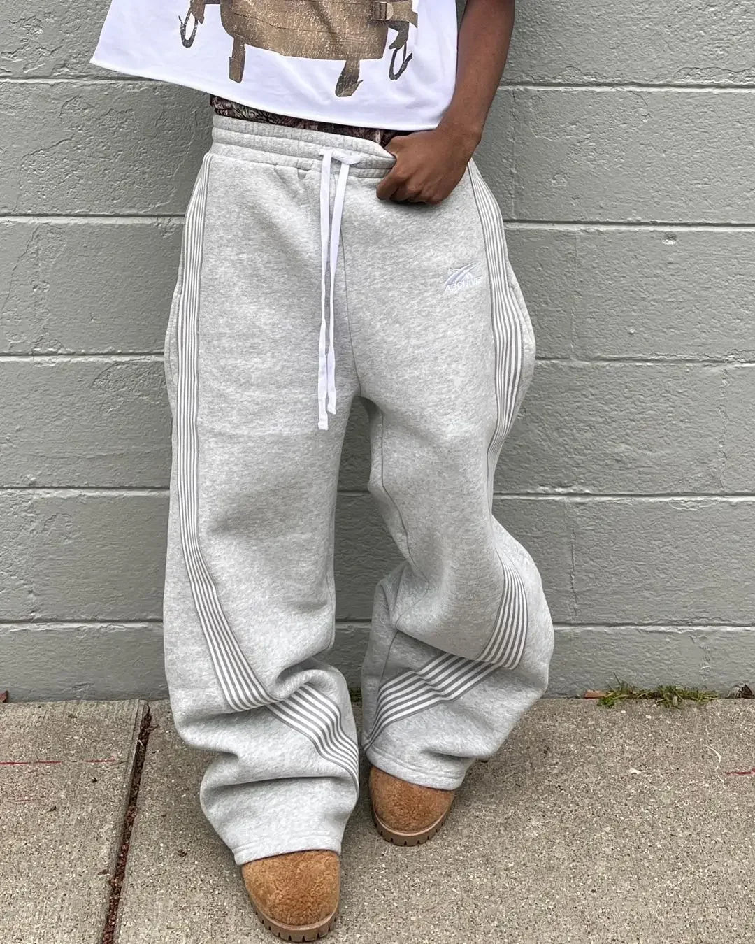 Reaper unit worldwide Y2k Gray Casual Pants Vintage Functional Tactical Men's Women's Premium Jogging Wide Leg Pants Drawstring Streetwear Sweatpants