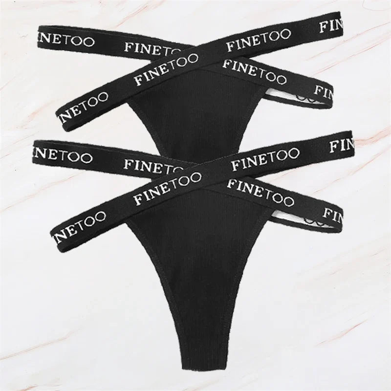 2Pcs/Set Women Thongs Panties Female Letter Belt Underwear Ladies Cotton Cross Strap Bikini M-XL G-String Girl Intimate Lingerie